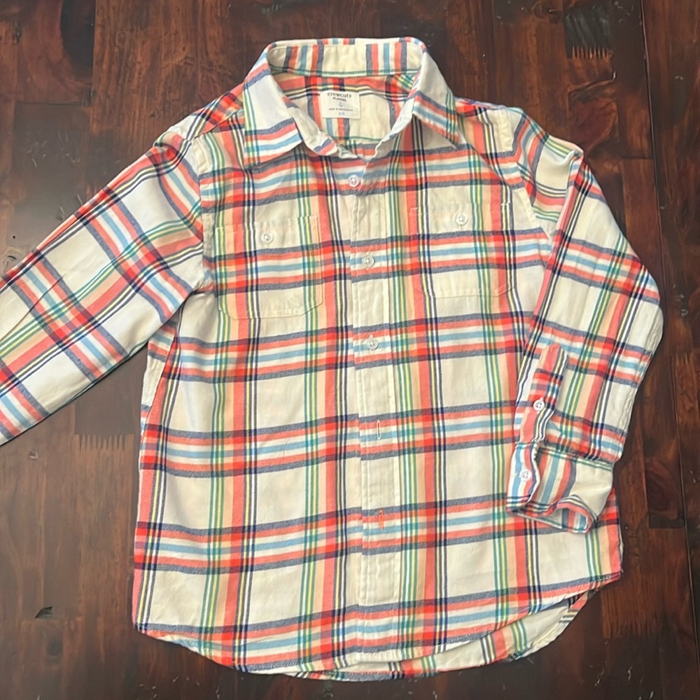 Crewcuts flannel plaid button down shirt